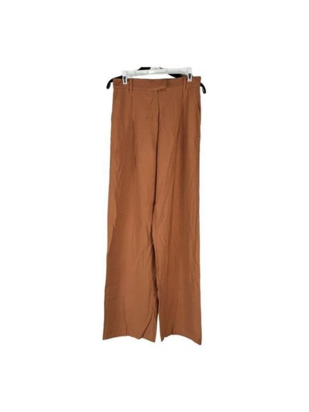 Lulus Womens Wide Leg High Waist Pants Medium Rust Cotton Blend Relaxed Fit
